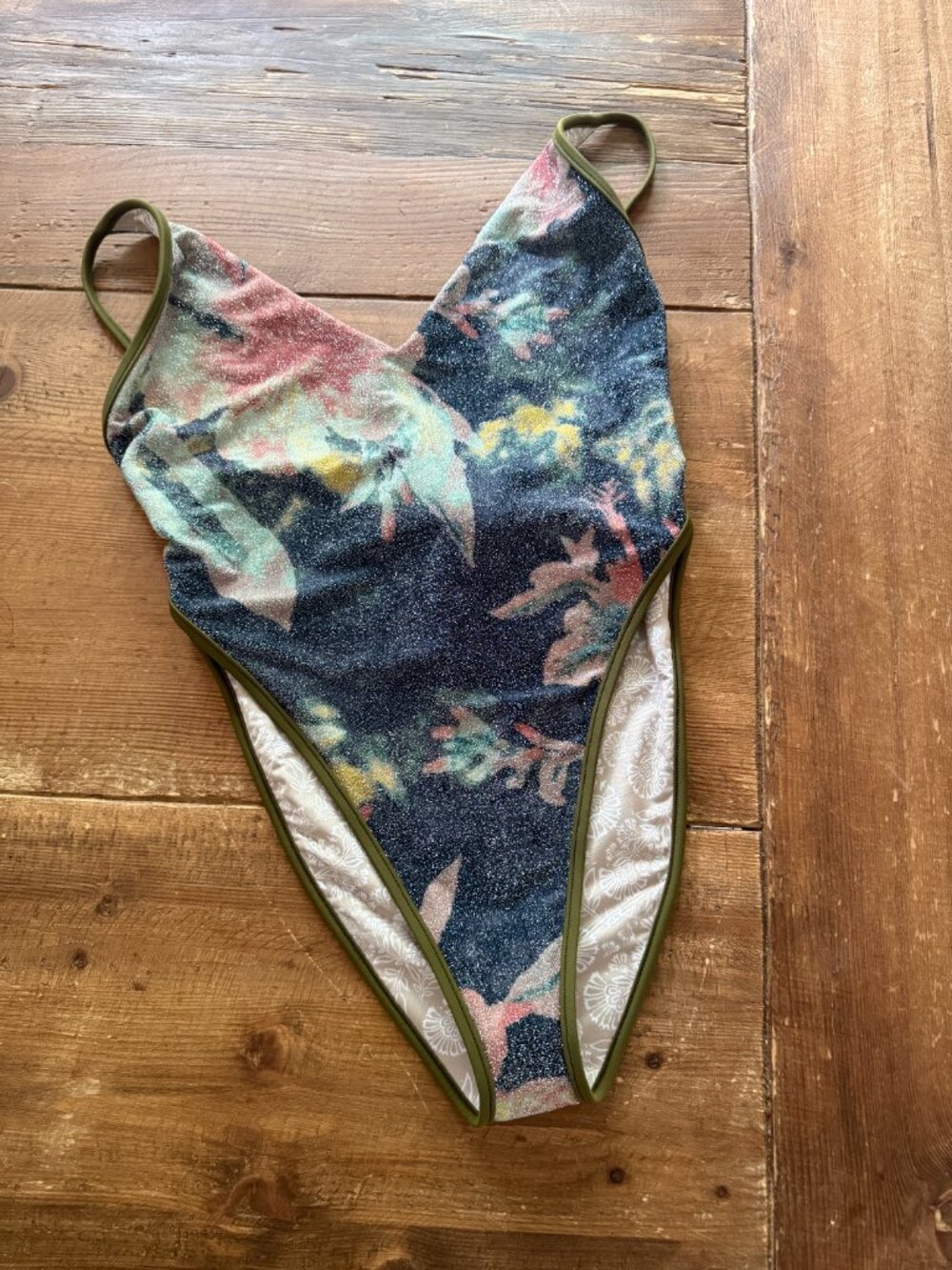 Free People Amber Metallic Printed One-Piece Swimsuit | Flower Riot | Size M